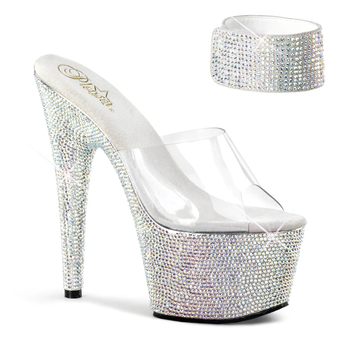 7" Rhinestoned Heels with Ankle Cuff