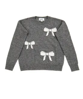 Autumn Cashmere Girls Lurex Bows Crew Sweater