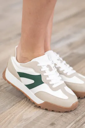 Beige With Green Platform Sneakers