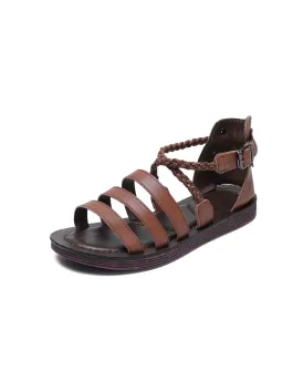 Comfortable Leather Straps Summers Flat Sandals