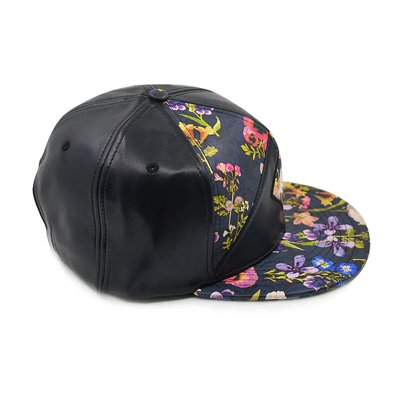 holesale Autumn and Winter New High Street Men and Women Flat Brim Hat PU Bright Patent Leather Hip-hop Toe Hat