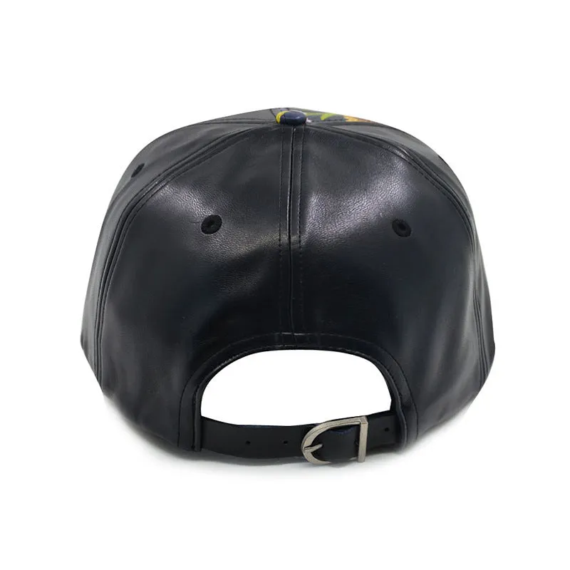 holesale Autumn and Winter New High Street Men and Women Flat Brim Hat PU Bright Patent Leather Hip-hop Toe Hat