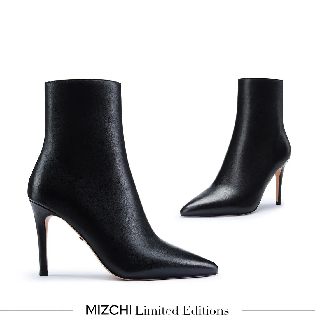 *JINNY - classic black leather ankle boots