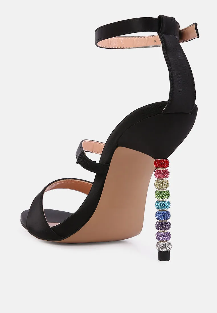 Lawsuit Rhinestone Ball Heel Satin Sandals