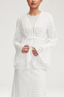 Mamba White Eyelet Tie Front Top