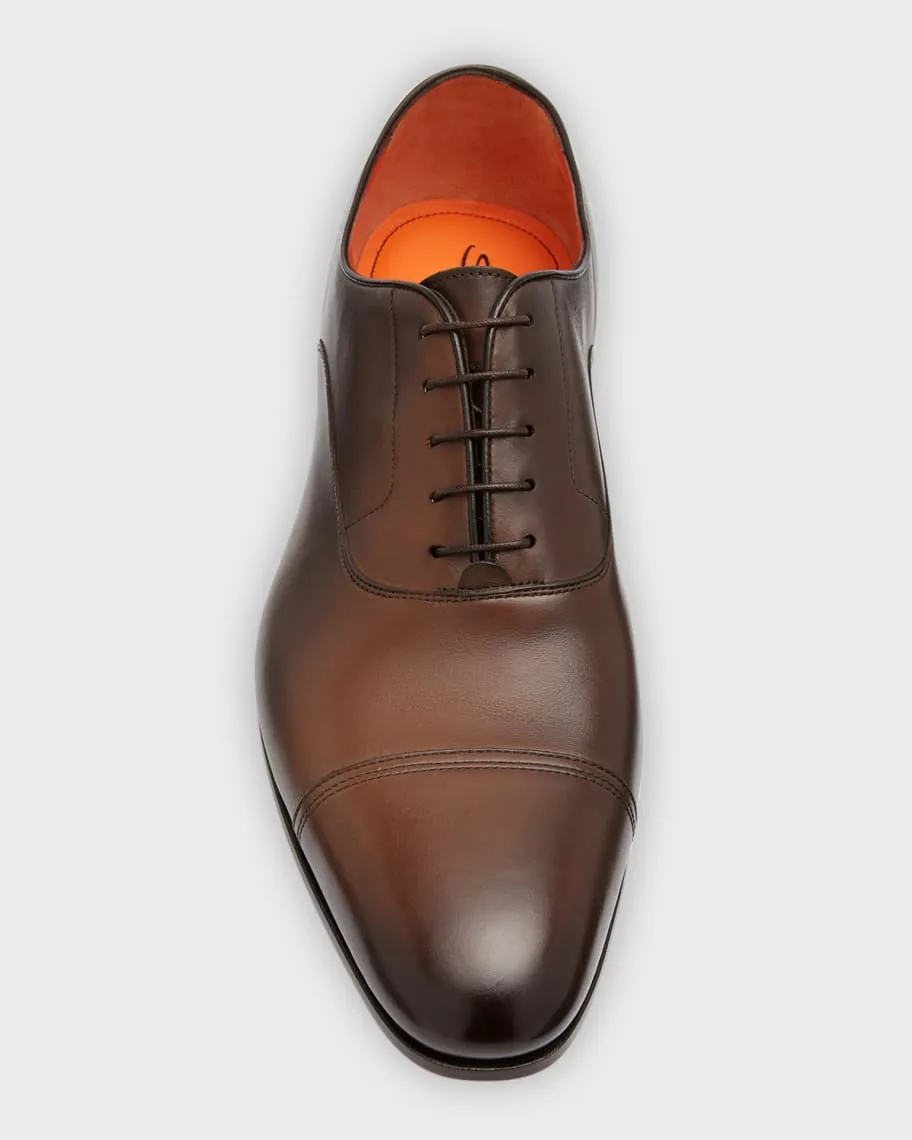 Men's Leather Oxford Dole Cap Toe Santoni