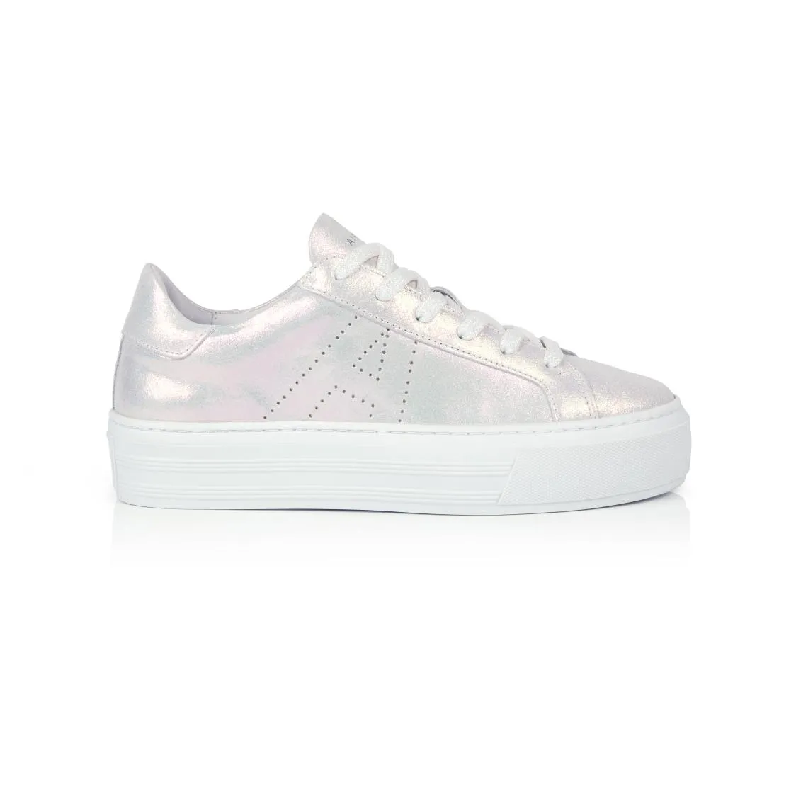 Sadie: Pearl Iridescent Leather Trainers