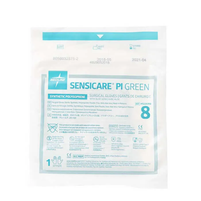 SensiCare PI Green Surgical Gloves