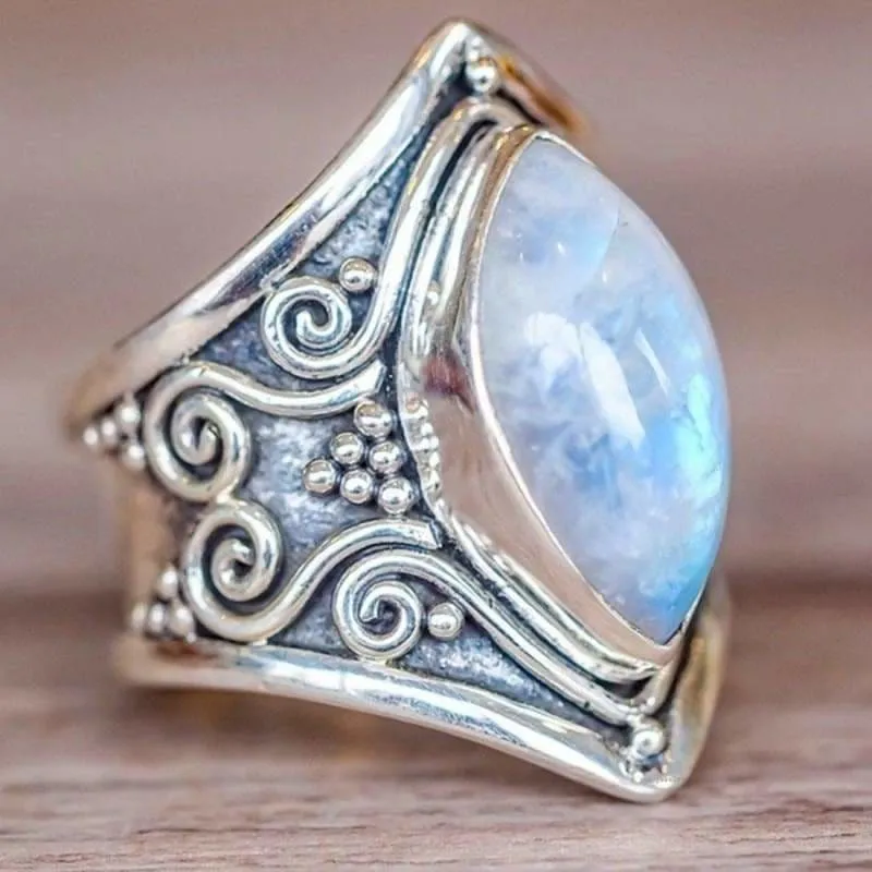 Vintage Big Silver Stone Ring